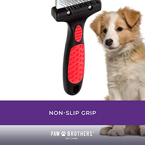 Ryan's Pet Supplies Paw Brothers Double Sided Soft Flex Slicker Brush, Professional Grade, Angled Stainless Steel Pins, Comfort Grip, Flexible Head, Large - size: Large