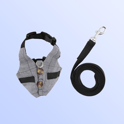 Rabbit Vest Harness and Leash Set Adjustable Formal Suit Style for Bunny Kitten Small Animal Walking (S) - size: S