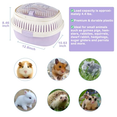 Hamster Carrier Portable Guinea Pig Carrier 13 X 11 X 8 in | Hamster Travel Cage with Ventilation Holes Outdoor Small Pet Carriers for Rat Gerbil Rabbit Hedgehog Squirrel Sugar Glider - color: Purple