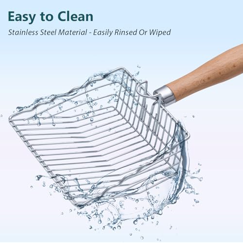 Cat Litter Scoop, Premium Kitty Shovel with Hook and Hole, Metal Sifter Scooper Stainless Steel for Easy Cleaning, Durable and Heavy Duty, Odor-Free for Litter Box | Premium Kitty Shovel with Hook and Hole, for Easy Cleaning, Durable, Odor-Free for Litter