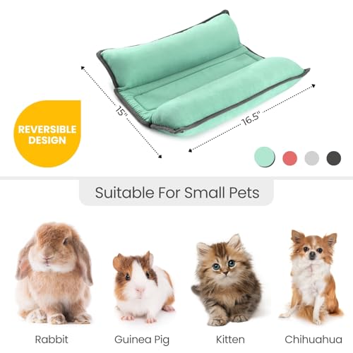 Rabbit Bed, Washable Bunny Pillow, Reversible Lounger Pad, Soft Small Animal Bedding, Stress Relief Pet Mat for Kittens, Guinea Pigs, Puppies - color: Light Green