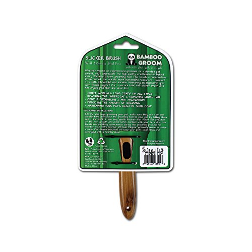 Alcott Bamboo Groom Slicker Brush with Stainless Steel Pins for Pets, Small,Black - size: Small