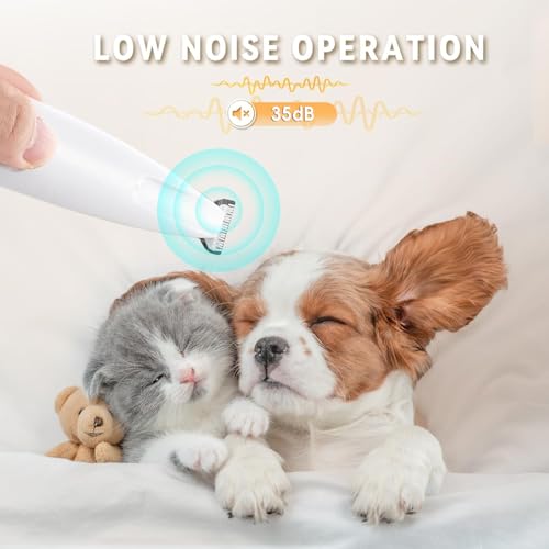 2026 New Pet Precision Trimmer, Dog Paw Trimmer with LED Light, Ultra Quiet | IP68 Waterproof, Dual-Speed Motor, Suit for Trimming Paw, Ear, Face, Butt, Eyebrows, USB Rechageble - color: White With Extra Blades