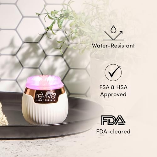 reVive Light Therapy Lux Collection Soniqué Mini, Rechargeable | Sonic Face Cleanser Brush, Medical-Grade Blue & Red Light Therapy for Face, Wrinkle Care, Water-Resistant - style: Lux Sonique Cleanser – Mini