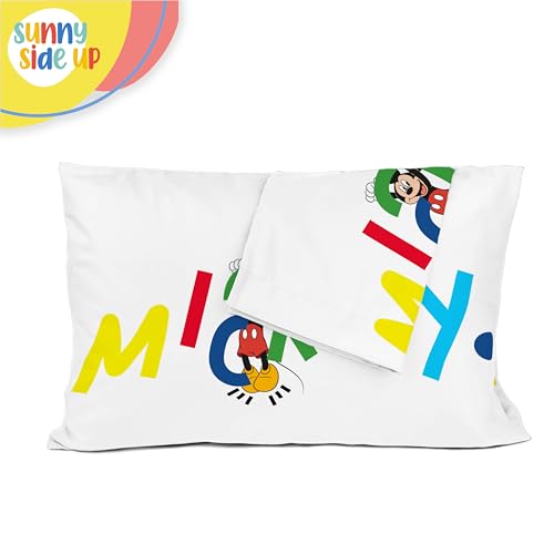 Sunny Side Up Disney Mickey Mouse 2 Pack Reversible Pillowcases - Double Sided Pillow Covers, Kids Super Soft Bedding - color: White - Mickey Mouse