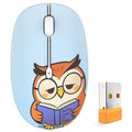 FMOUSE Cute Cartoon Silent Wireless Mouse, Dual Mode Bluetooth & USB 2.4G | Sleepy Book Owl, Ideal for Kids Students Back to School | AA Battery Powered | Compatible with Laptop Mac iPad Tablet > - color: Sleepy Book Owl