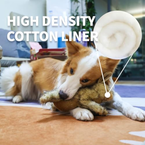 ALL FOR PAWS Rabbit Squeaky Doy Toy, Bunny Dog Toy for Medium Large Breed, Puppy Fetch Toy with Squeaker, Plush Chew Dog Toy, Classic Brown Rabbit-L - size: Large (Pack of 1)