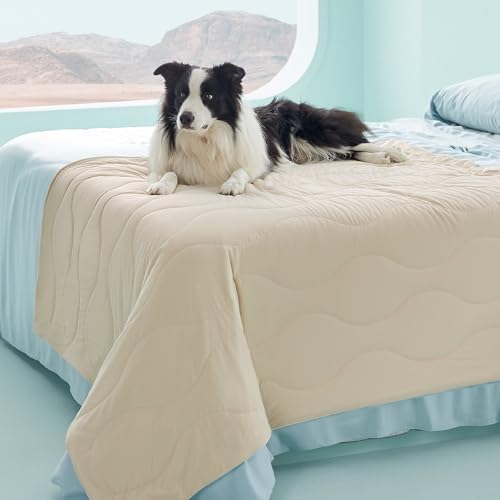 Bedsure ArcticMax™ Q-MAX>0.5 Premium Cooling Blanket for XL Dog，50x60” | Breathable Summer Washable Throw, Dog Blanket Cooling Mat Pad, Soft Durable Cold Self Cooling Pet Mat for Hot Weather，Cream - color: Gentle Cream, size: XL(50x60")