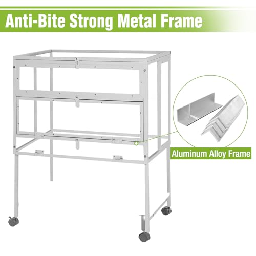 GUTINNEEN Guinea Pig Cage for Small Animals, Hamster Cage with Metal Iron Frame & Chew-Proof Aluminum Edges, 2-Story Small Animal Cage with Leak-Proof Tray, Hideout, and Storage Shelf, White