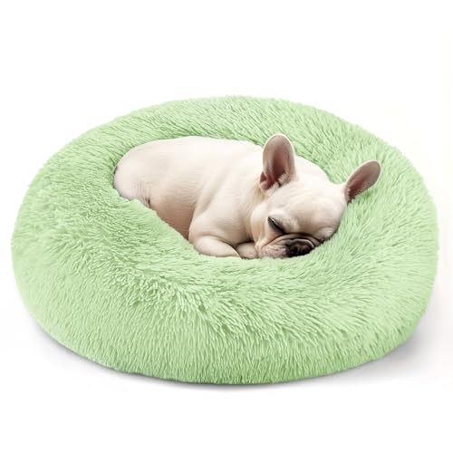 Dogs Bed for Small Dogs, Anti-Anxiety Washable Round Bed (Green, 24.0" L x 24.0" W x 8.0" Th) - color: Green, size: 24.0"L x 24.0"W x 8.0"Th