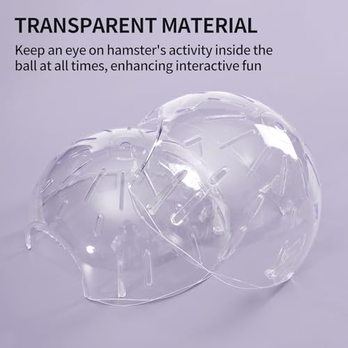 7.9 Inch Hamster Ball, Running Ball Toy, Transparent, Breathable, Reduce Stress, Promote Exercise Health, Easy to Clean, Hamster Accessory, for Syrian Dwarf Hamster, Gerbils, Mice, Small Pets, Purple - color: Purple