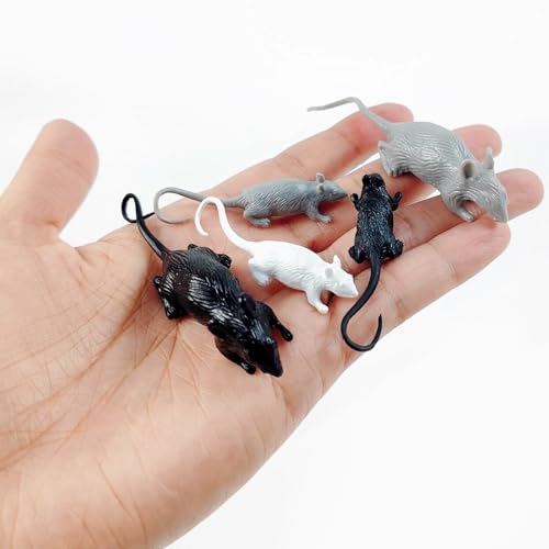 ROYHOO 36PCS Plastic Mini Fake Rat Plastic Mouse Toys Decorations Realistic Pranks Rats Simulated Big Small Mouse Mice Toys for April Fools Day Halloween Prank Party Supplies