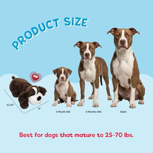 Snuggle Puppy Heartbeat Dog Toy for Puppies, Real-Feel Heartbeat, Calming Sleep Aid and Crate Training Comfort Toy with Heat Pack, Medium Breed Buddies Bully Breed (Pit Bull, Bulldog) - color: Mocha