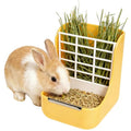Rabbit Hay Feeder Guinea Pig Feeder, 2 in 1 Automatic Small Animal Food Bowl Feeding Cage Accessories 5.91''L x 6.69''W x 7.09''H (Yellow) - color: Yellow