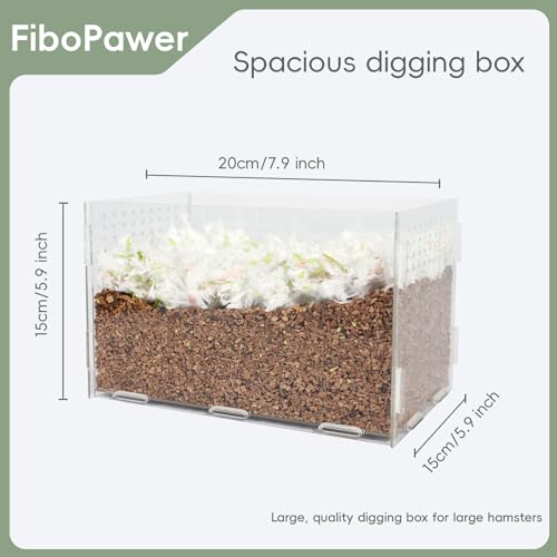 Visible Acrylic Hamster Digging Box, Large Hamster Sand Bath Container for Syrian Hamsters, Dwarf, Gerbils, Hamster Hideout & Enrichment Toy as Cage Accessories
