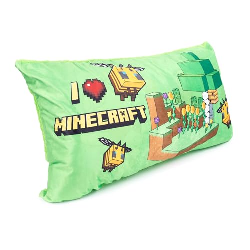 Jay Franco Minecraft Bee Body Pillow Cover - Plush Bed Pillow Cover Measures 36 x 18 Inches, with Sherpa Backing - Kids Super Soft Bedding - color: Green - Minecraft