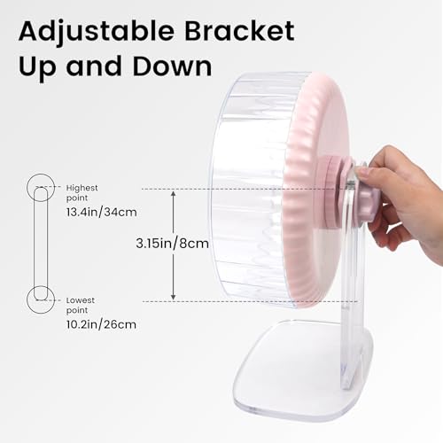 10 inch Silent Hamster Wheel with Adjustable Stand, Large Size, Pink | Large Size, Double-Bearing Design, Adjustable Stand, Smooth-Rotating Exercise Wheel for Syrian Hamsters and Gerbils - color: Pink With Stand, size: 10in