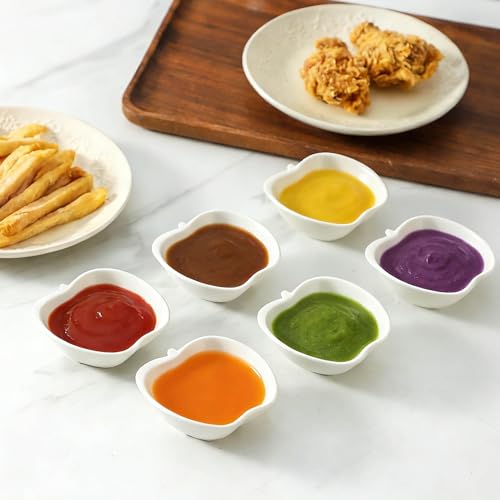 UIBFCWN 12 Pack Ceramic Dipping Bowls, 2oz Soy Sauce Dishes, White Dipping Sauce Bowls/Dishes, Pinch Bowls, Small Dip Bowls Set for Sauce, Side Dish, Condiments, Sushi, Ketchup, Charcuterie Boards - color: Apple, size: 12 Pack