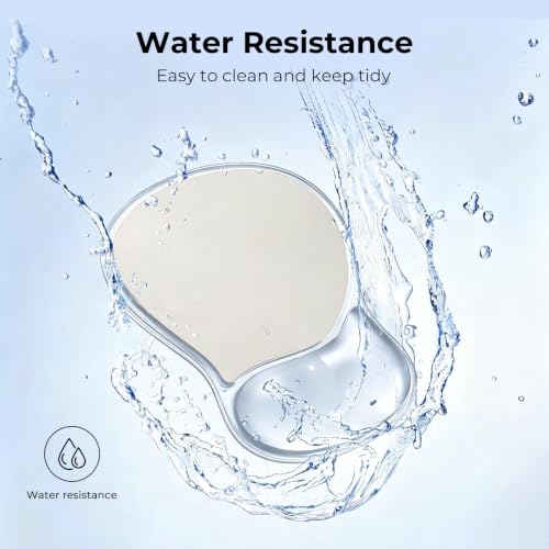 EooCoo Ergonomic Waterproof Mouse Pad with Gel Wrist Rest Support | Middle Concave Design for Natural Wrist Alignment, Non-Slip Base Mousepad, Carpal Tunnel Relief, Office Desk Accessories - color: Transparent White