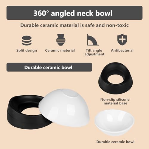 French Bulldog Food Bowl- Slanted Tilted Pug Food Water Bowl,Cat Bowl- Feeder for Frenchie/Shih Tzu/Flat Faced Small Dogs/Puppies/Cats (White（Ceramic）, 2 Cup) - color: White Bowl（Ceramic）, size: 2 Cup
