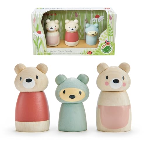 Tender Leaf Toys - Bear Tales - Wooden Dollhouse Add-on Dolls Playset, Figures of 3 Pcs Bear Family for Children - Inspires Endless Imaginative Play - Age 3+