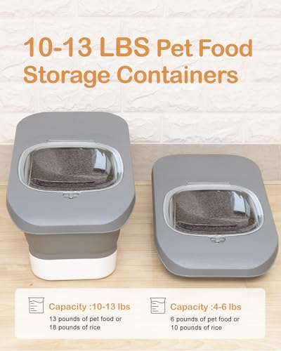 10-13 Lbs Dog Food Storage Container,Collapsible Dog Food Container | Pet Food Storage Container with Airtight Lid,Pet Food Scoop,Cat Food Storage Dry Food for Dog,Cat and Other Pets - color: Grey/10-13 Lbs
