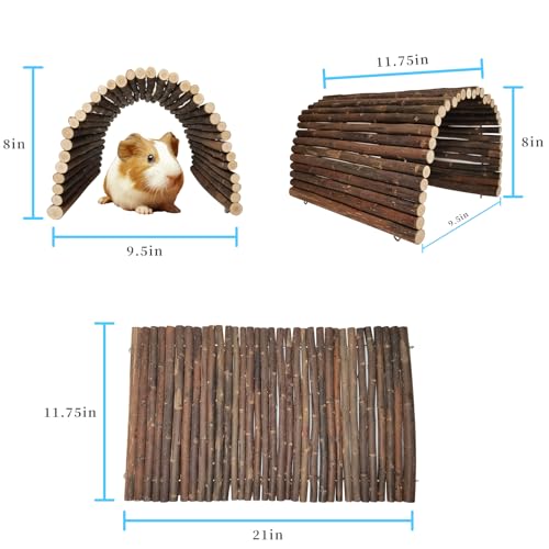 Guinea Pig Hideout Rabbit Hide Rat Cage Accessories Extra Large Wooden Tunnel Hut Hideaway for Pig Hideout Tortoise Hedgehog Ferret and Chinchilla