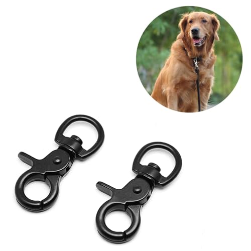 4 PCS Black Zinc Alloy Snap Hooks, Pet Cage Hook Belt Clip | Dog Leash Traction Hardware, Durable Replacement Fittings for Pet Collars and Walking Ropes
