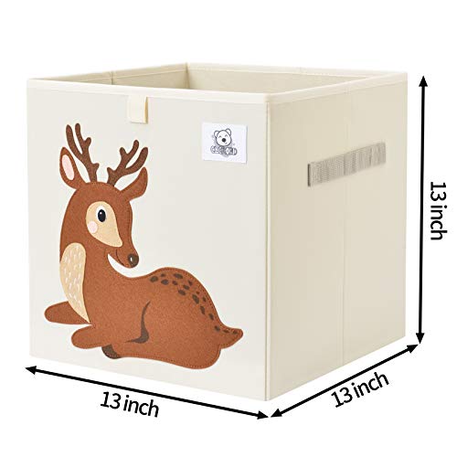 13 Inch Animal Cube Storage Bins, Foldable Fabric Kids Toy Box & Toy Chest | Kids Storage Cubes, Toy Storage Organizer Basket for Toddlers, Boys and Girls, Playroom and Nursery (Deer) - color: Deer