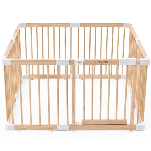 HARPPA Grovi Playpen, GREENGUARD Gold Certified – 43.3 x 43.3 inch | New Zealand Pine Wood - size: 43.3 x 43.3 x 24 Inch