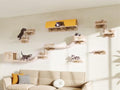 16-in-1 Cat Wall Shelves, Cat Furniture w/Tunnel & Bridge, Beige | Wall Mounted Cats Shelf Set with Plush Fabric, Cat Climbing Wall Systems for 16 Inch Drywall, with Scratching Posts, Condos - color: Beige, size: 16-in-1