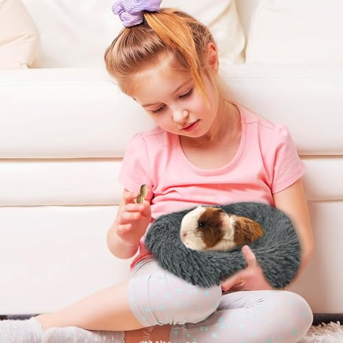 PETKNOWS 2 Pack Guinea Pig Beds Warm Winter Hamster Small Animal Bed | Thickened Plush and PP Cotton Fabric, Guinea Pig and Hamster Bed, Keeping Warm and Safe, 30cm Size with Inner Cushion - color: Blue, Grey
