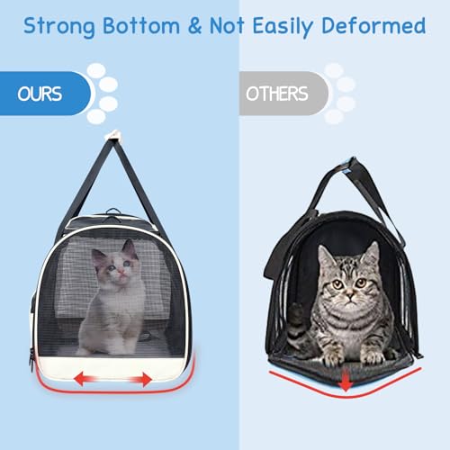 Cat Carrier Soft, Collapsible Travel Pet Bag, Small Dogs | Large Cats up to 20 lbs with Unique Side Bag, Top Load Small Pet Crate Escape Proof with 4 Ventilated Windows, Medium Beige - color: Beige, size: 17.7"L x 12.0"W x 12.5"H