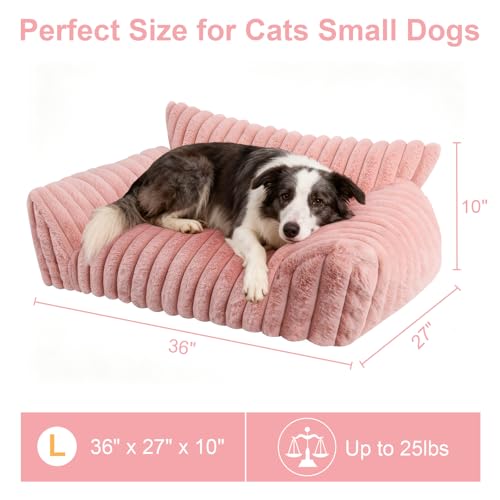 Cute Dog Couch for Medium Large Dogs,Dog Cat Couch Sofa,Dog Bed,L,Pink | Dog Couch Bed with Removable Washable Cover,Cute Fluffy Pet Sofa Cat Couch Bed,Washable Dog Bed Medium Large Size Dog - color: Pink, size: Large(36x27x10")