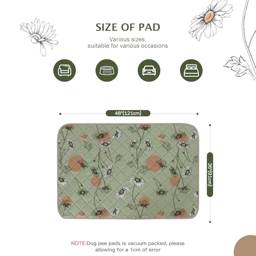 IEUUMLER Washable Pee Pads for Dogs, 2 Pack Non-Slip & Waterproof Pack Whelping Pad, Reusable Washable Puppy Potty Training Pad with Fast Absorbent for Playpen EU007 (Grass Green Daisy, 36"X48"-2pcs) - size: 36"X48"-2pcs