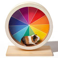 9 Inch Hamster Wooden Silent Wheel, Rainbow Printed Small Animal Exercise Wheel, Quiet Spinner Hamster Running Wheels Prevent Depression Toys for Hamsters, Gerbils, Mice and Other Small Pets - size: Medium