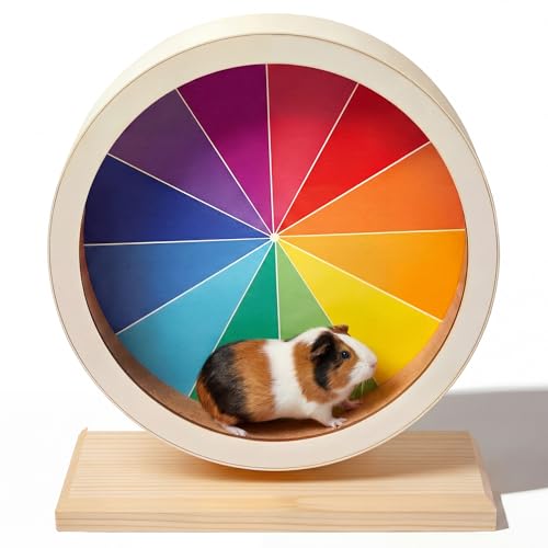 9 Inch Hamster Wooden Silent Wheel, Rainbow Printed Small Animal Exercise Wheel, Quiet Spinner Hamster Running Wheels Prevent Depression Toys for Hamsters, Gerbils, Mice and Other Small Pets - size: Medium