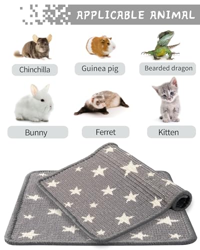 JanYoo 2pcs Rabbit Scratcher Mat Natural Sisal Bunny Scratch Pads Scratching Rug Bunny Resting Mats for Cages, Small Animal Claws and Teeth Care Bedding Accessories for Guinea Pig (15.7x11.8in, Star) - color: 1-Star