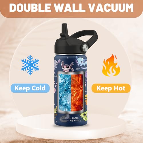 Axolotl Gifts, 16 oz Water Bottle with Straw Lid, Stainless Steel Insulated Tumbler, Cute Animals Water Bottle, Axolotl Cup Gifts for Birthday Christmas (1pcs) - color: Axolotl