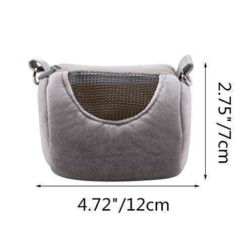 Dwarf Hamster Carrier Bag Portable Cylinder Warm Outdoor Bag with Adjustable Single Shoulder Strap (Grey) - color: Grey