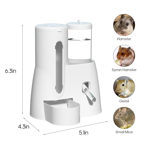 2 in 1 No Drip Hamster Water Bottle - Automatic Food Bowl(Pink) | for Syrian Dwarf Hamsters, Gerbils, Mouse, Hedgehog, Hamster Cage Accessories - color: Pink