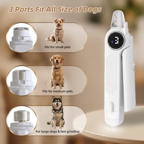 2-in-1 Quiet Electric Pet Nail Clipper & Grinder with Light for Dogs Cats | 3-Speed Grinding, Nail Catcher, Safety Guard, Low-Noise Motor, USB Rechargeable Design for Stress-Free Home Grooming - color: white