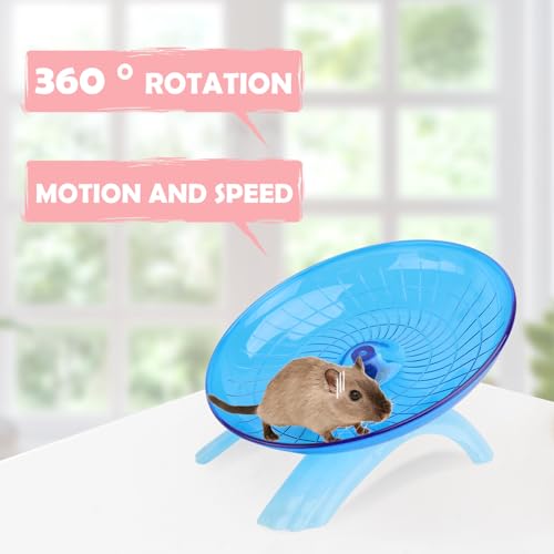 DOITOOL Non-Run Disc Exercise Wheel for Small Pets Hamsters Hedgehogs Blue Pet Encourages Healthy Activity and Nail Training