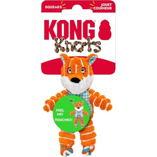 KONG Floppy Knots - Durable No‑Stuffing Squeaky Rope & Plush Dog Toy - for Teething, Playing (Fox, X-Small) - color: Fox, size: X-Small