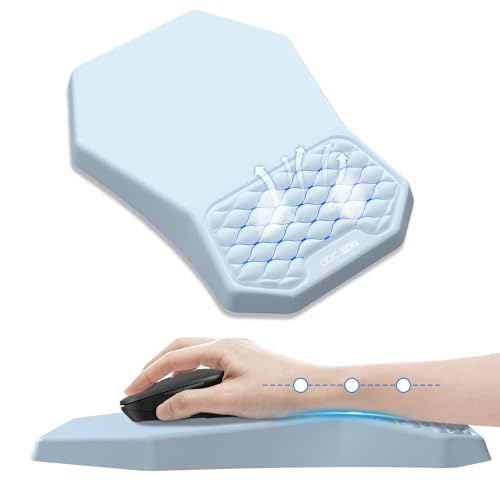 Ergonomic Mouse Pad Wrist Rest Support for Carpal Tunnel Pain Relief | Massage Design Mousepad, Memory Foam, Non-Slip PU Base for Computer Desk, Sky Blue - color: Sky Blue