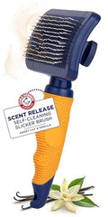Arm & Hammer Deodorizing Slicker Dog Brush, Sweet Lily & Vanilla Scent | Fragrance transfer technology, baking soda infused, self-cleaning button, removes loose fur and tangles - size: 1-Pack, style: Slicker Brush - Sweet Lily & Vanilla