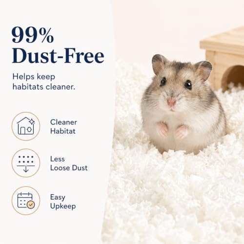 Hamster Bedding 50L, Dust-Free Odor Control Paper Bedding for Small Animals | 5X expansion; soft absorbent fibers; supports burrowing and nesting for guinea pigs, gerbils, rabbits
