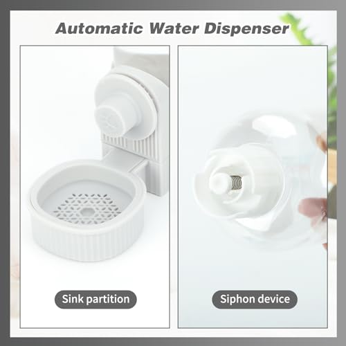 YUEPET Rabbit Water Dispenser and Food Feeder, Automatic Bunny Feeder, Grey | Rabbit Food Dispenser, 1200 mL Feeder, 520 mL Waterer, Floor-Standing or Cage-Mount Design, Removable Parts - color: Grey