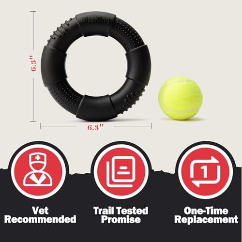 Natural Rubber Dog Ring Toy for Large Aggressive Chewers - Lifetime Replacement - Indestructible Tug Fetch Toy for Large Breed - Durable Tough Dog Chew Toy for Super Chewer, Black - color: Ring Toy - Black