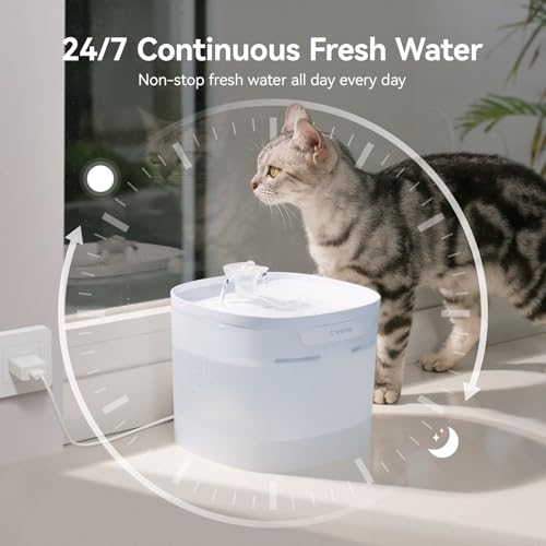Cheerble Pumpless Cat Water Fountain, 2L/67oz Automatic Pet Fountain, Elfin E1 Lite Cat Fountain for Drinking, MagDrive™ Technology, Continuous Flow Mode, BPA-Free (Blue, E1 Lite) - color: Blue, size: E1 Lite Fountain